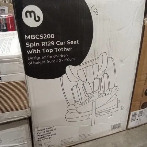 BOXED MYBABIIE MBCS200 SPIN R129 CAR SEAT WITH TOP TETHER - FOREST GREEN