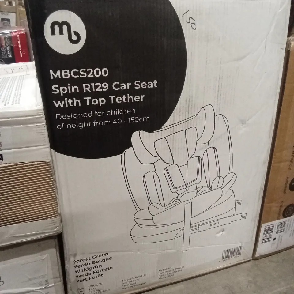 BOXED MYBABIIE MBCS200 SPIN R129 CAR SEAT WITH TOP TETHER - FOREST GREEN