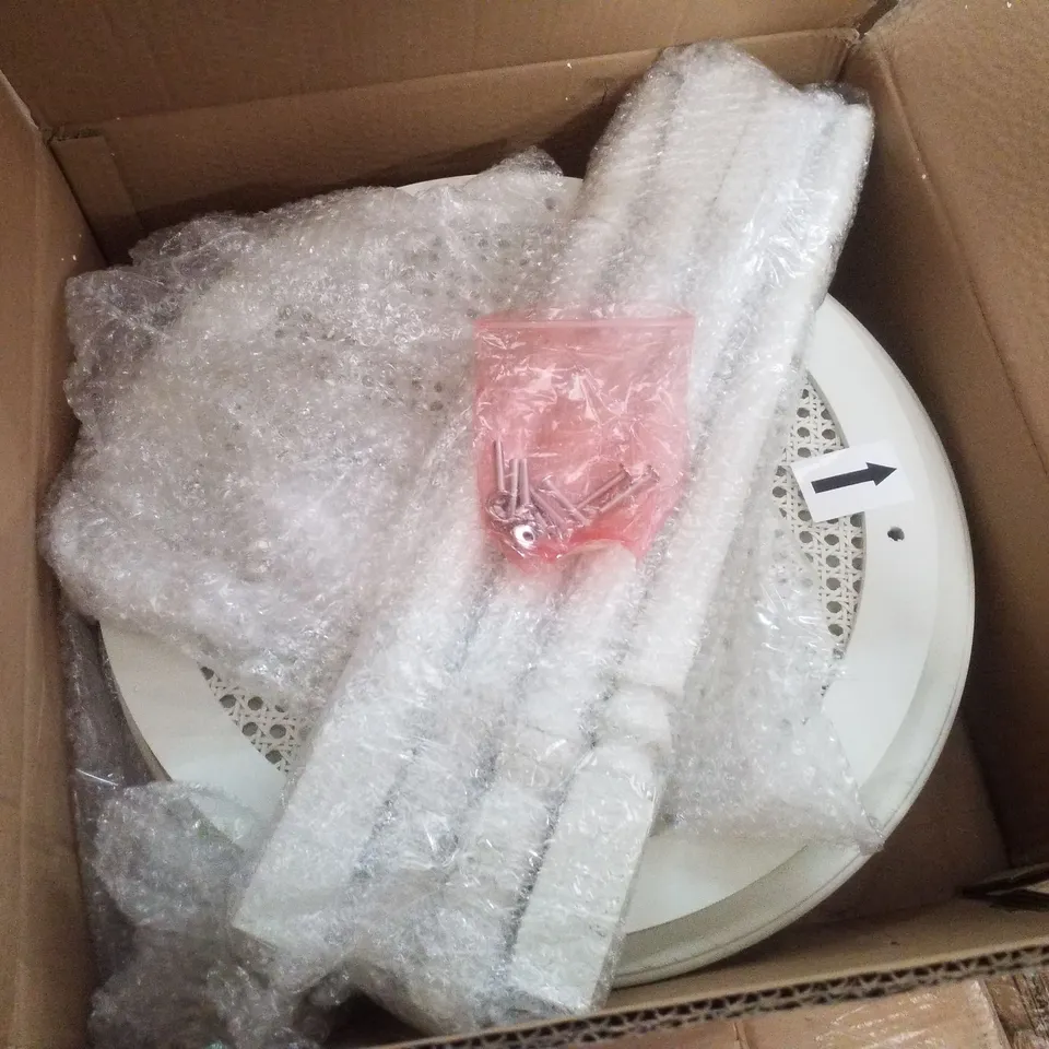 BOXED ROUND SIDE TABLE - WHITE