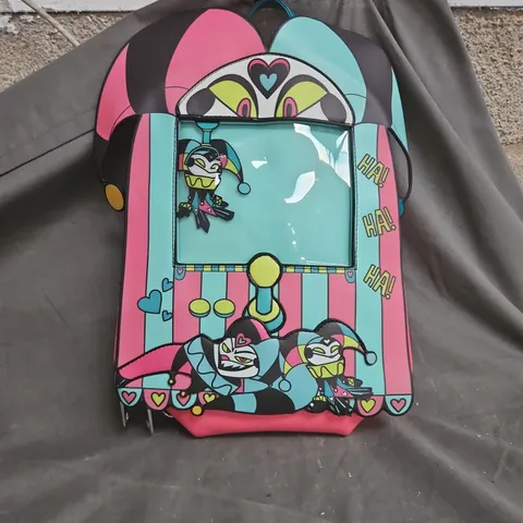 KIDS CARRY BAG β PINK & TURQUOISE STRIPED WITH HEART MOTIFFS