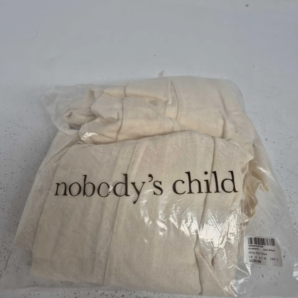 NOBODY'S CHILD DILLON SHIRT DRESS – SOFT BEIGE, UK 10