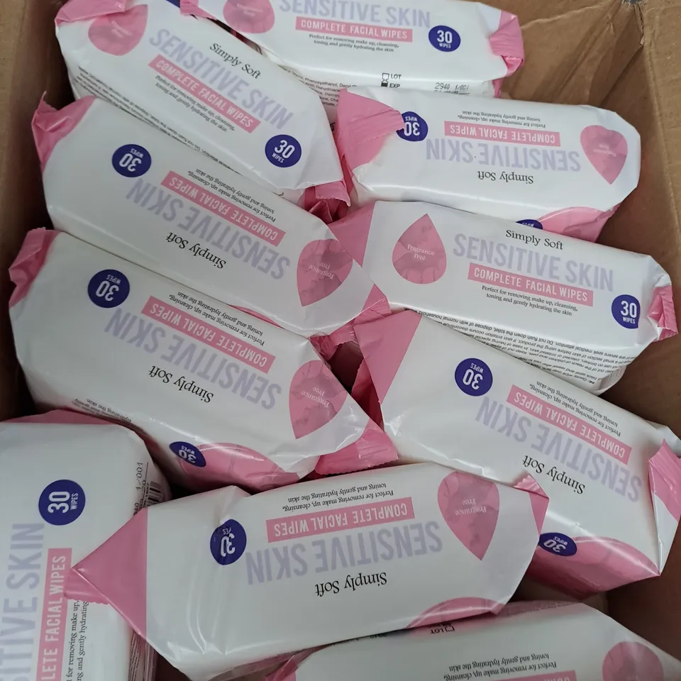 BOX OF 10 SIMPLY SOFT SENSITIVE SKIN FACIAL WIPE PACKS