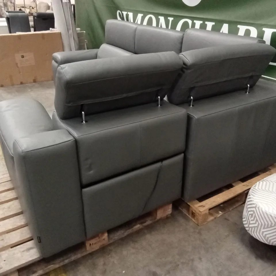 QUALITY DESIGNER ITALIAN MADE RICCARDO LEATHER GREY RECLINING CORNER SOFA