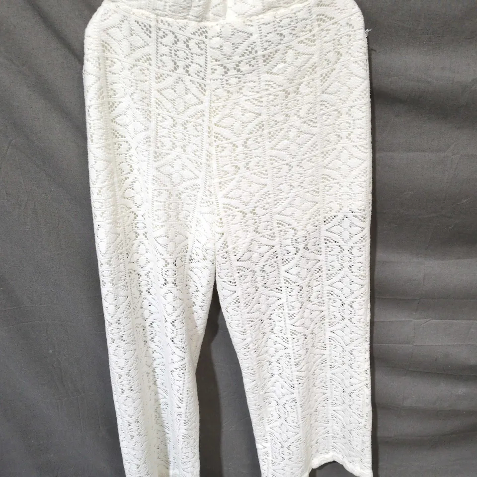 GEORGE WHITE LACE PALAZZO TROUSERS – WOMEN’S UK 12