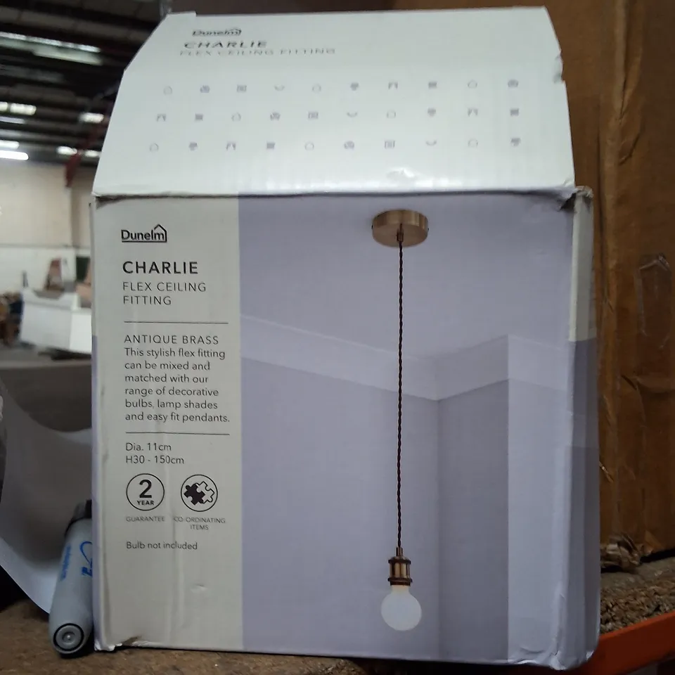 BOXED DUNELM CHARLIE FLEX CEILING FITTING – ANTIQUE BRASS (