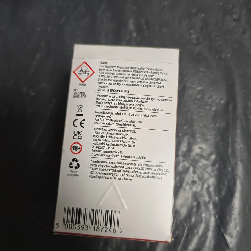 VUSE WATERMELON ICE NICOTINE PODS – 5 X 2-PACKS (10 PODS) BOXED