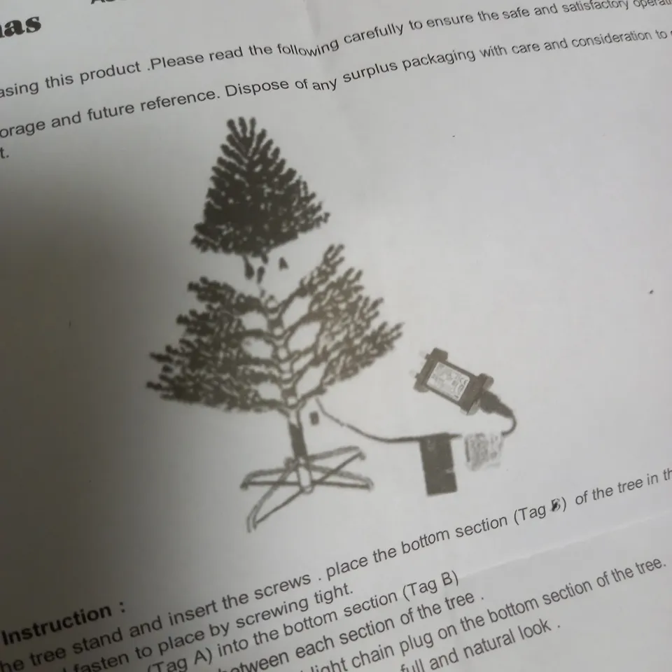 WEX CHRISTMAS BLACK PRE LIT TREE APPROX. 140CM TALL 