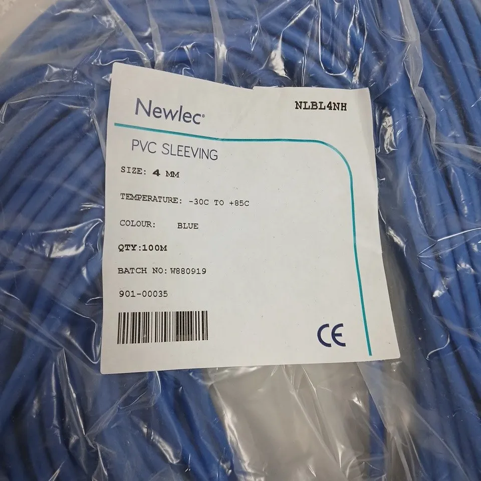 NEWLEC PVC SLEEVING – BLUE, 4MM, 100M