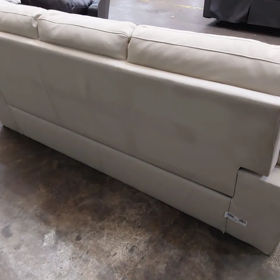 DESIGNER THREE SEATER SOFA CREAM LEATHER 