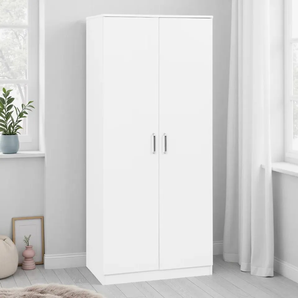 BOXED SUMRAH 2 DOOR WARDROBE - WHITE (2 BOXES)