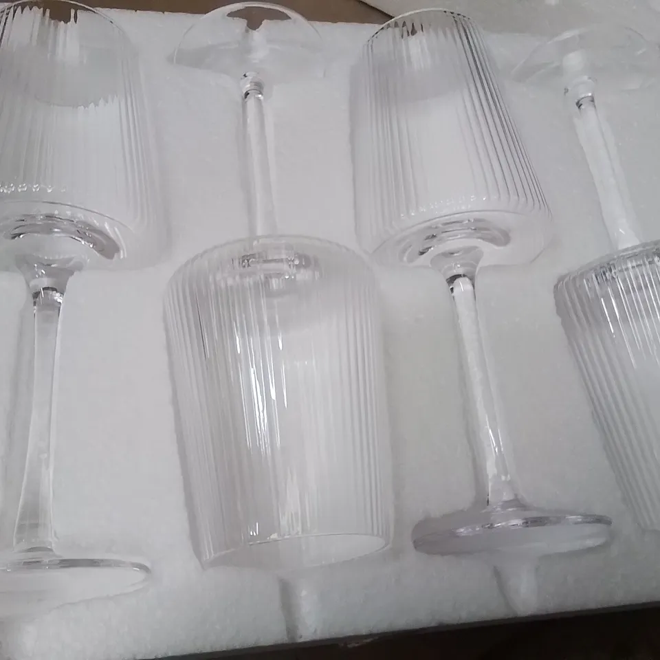 BOXED ELDON RIBBED 430ML SET OF 4 WINE GLASSES