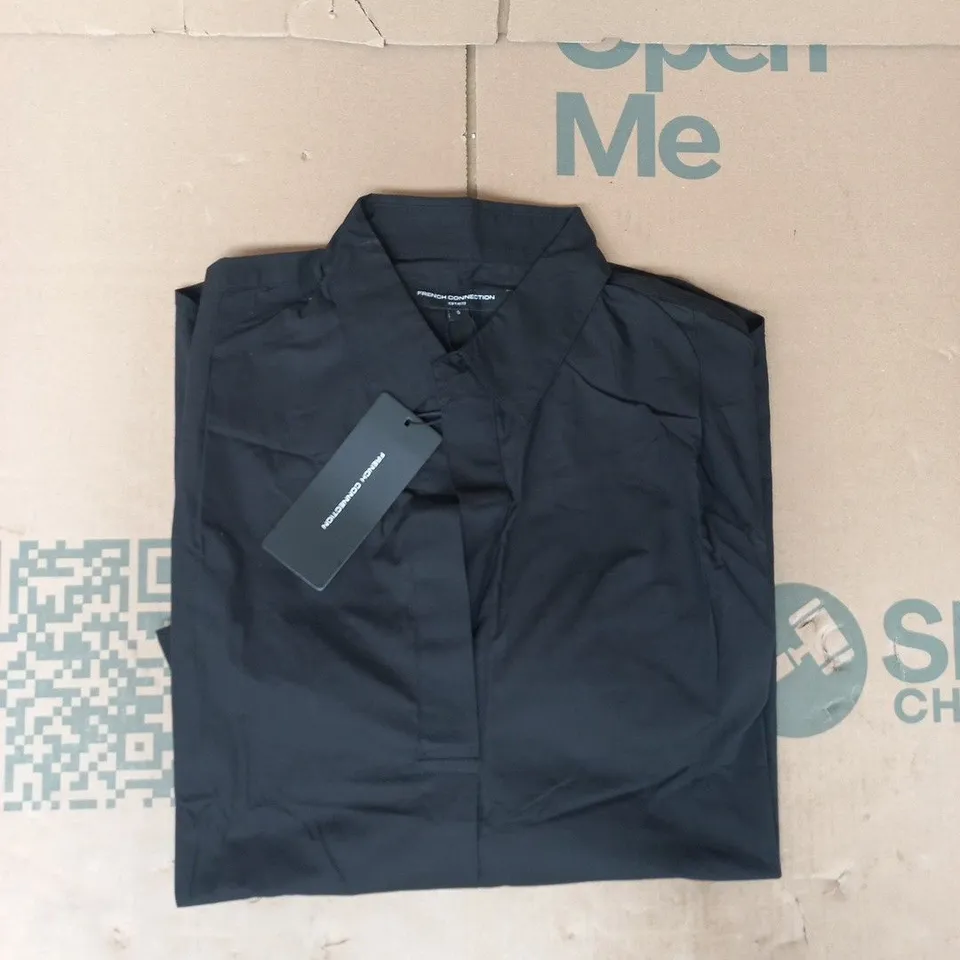 FRENCH CONNECTION L/S POPOVER SHIRT IN BLACK SIZE SMALL