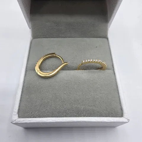 18CT YELLOW GOLD HUGGY EARRINGS SET WITH NATURAL DIAMONDS