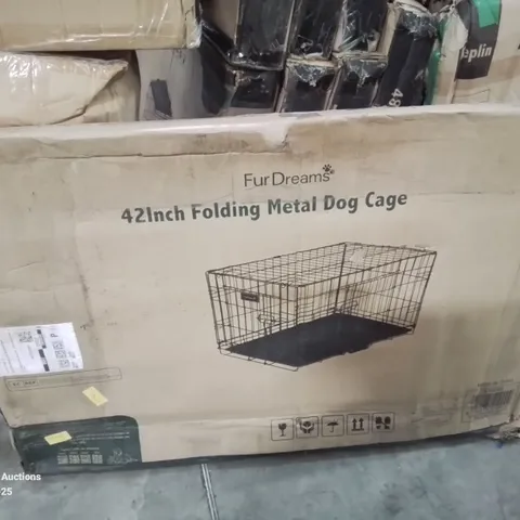 BOXED 42INCH FOLDING METAL DOG CAGE