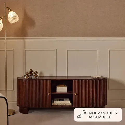 BOXED DUSK FINLEY MANGO WOOD TV UNIT FOR TV UNIT TVS UP TO 55" - WALNUT (1 BOX)