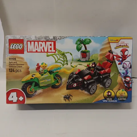 LEGO MARVEL SPIN & ELECTRO DINOSAUR VEHICLE CHASE (11198) – 124 PIECES, BOXED