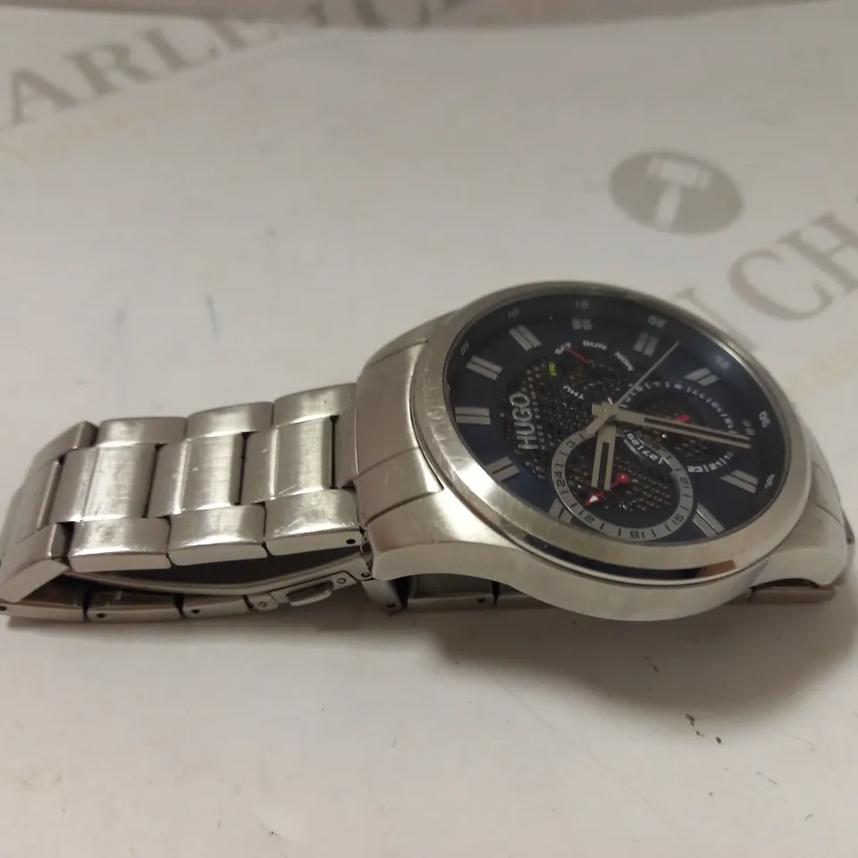 HUGO BOSS #SKELETON BLUE DIAL AND STAINLESS STEEL WATCH RRP £224