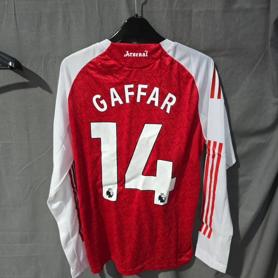 Arsenal FC Adidas Home Shirt – Red/White, UK Size S (GAFFAR 14 on back)