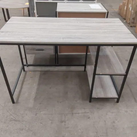 BROOKLYN GREY WOOD DESK WITH SHELVES AND METAL FRAME