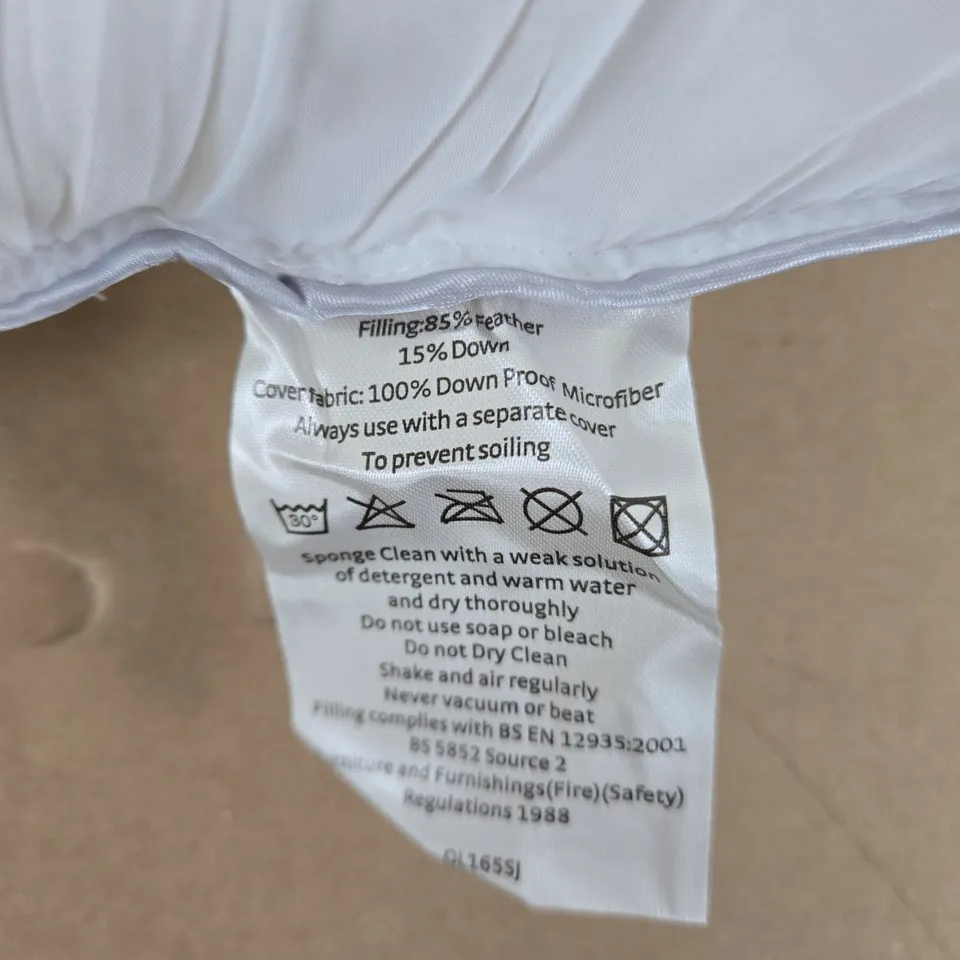 2X WHITE FEATHER & DOWN PILLOW WITH MICROFIBER COVER (85% FEATHER, 15% DOWN)