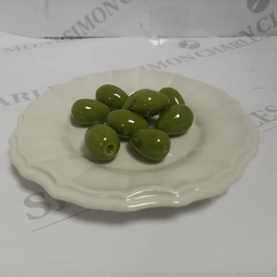 DESIGNER OLIVE CERAMIC PLATE MADE IN ITALY