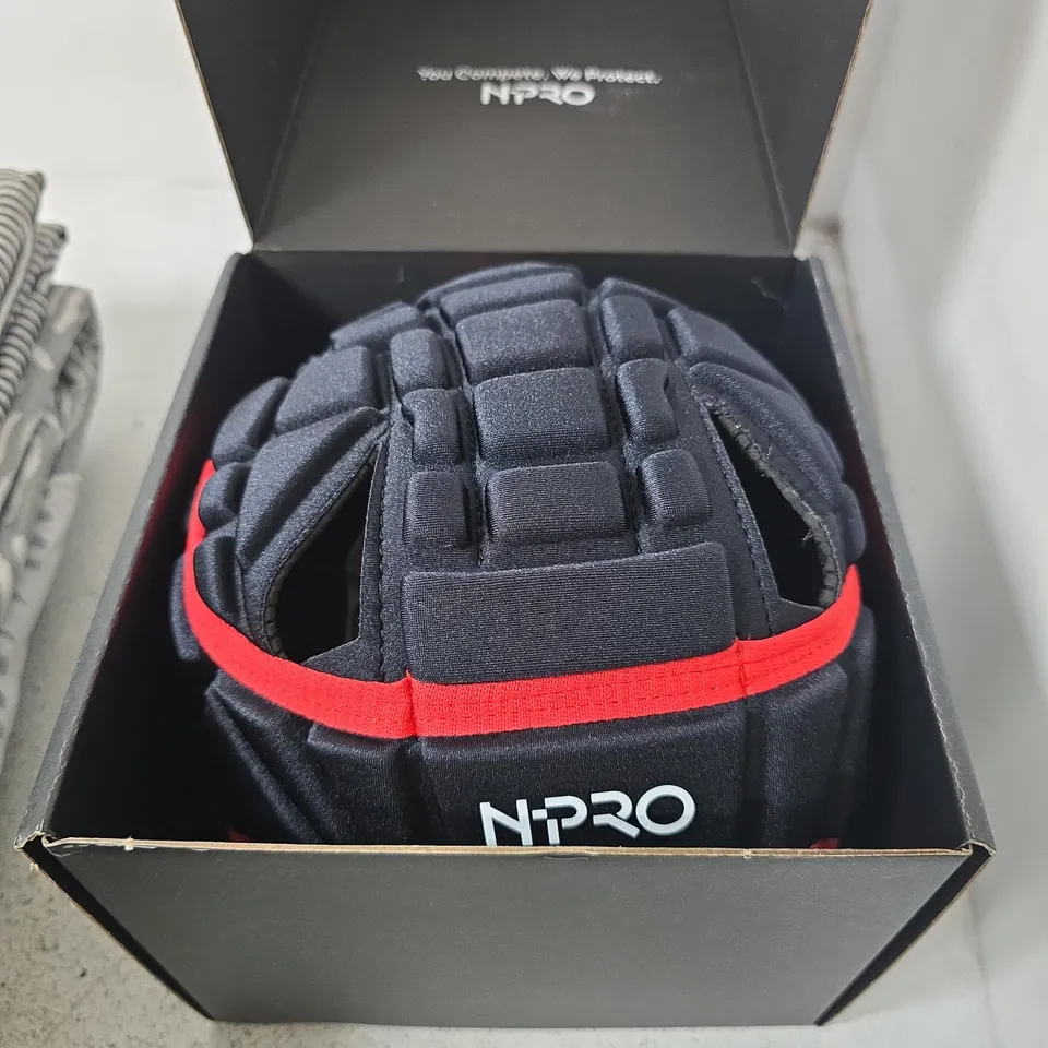 BOXED N-PRO LARGE ADULT 59CM BLACK/RED HEAD GUARD