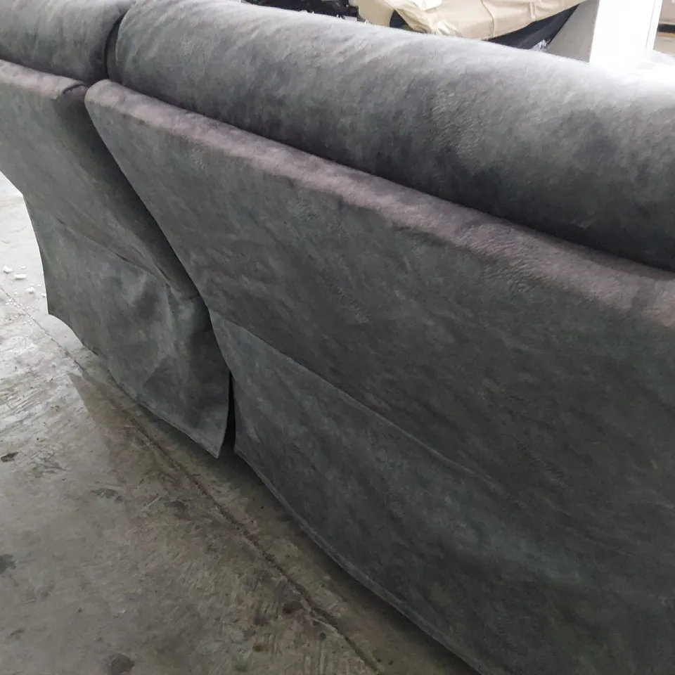 DESIGNER POWER RECLINING THREE SEATER SOFA CHARCOAL FABRIC WITH BLACK PIPING