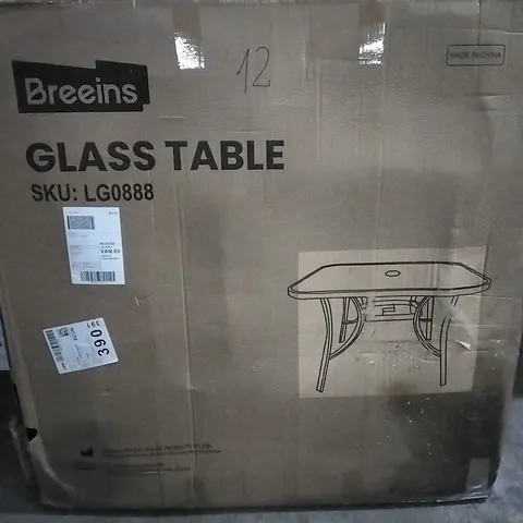 BOXED BREEINS GLASS TABLE LG0888