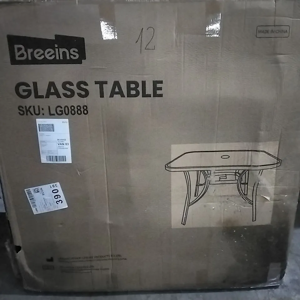 BOXED BREEINS GLASS TABLE LG0888