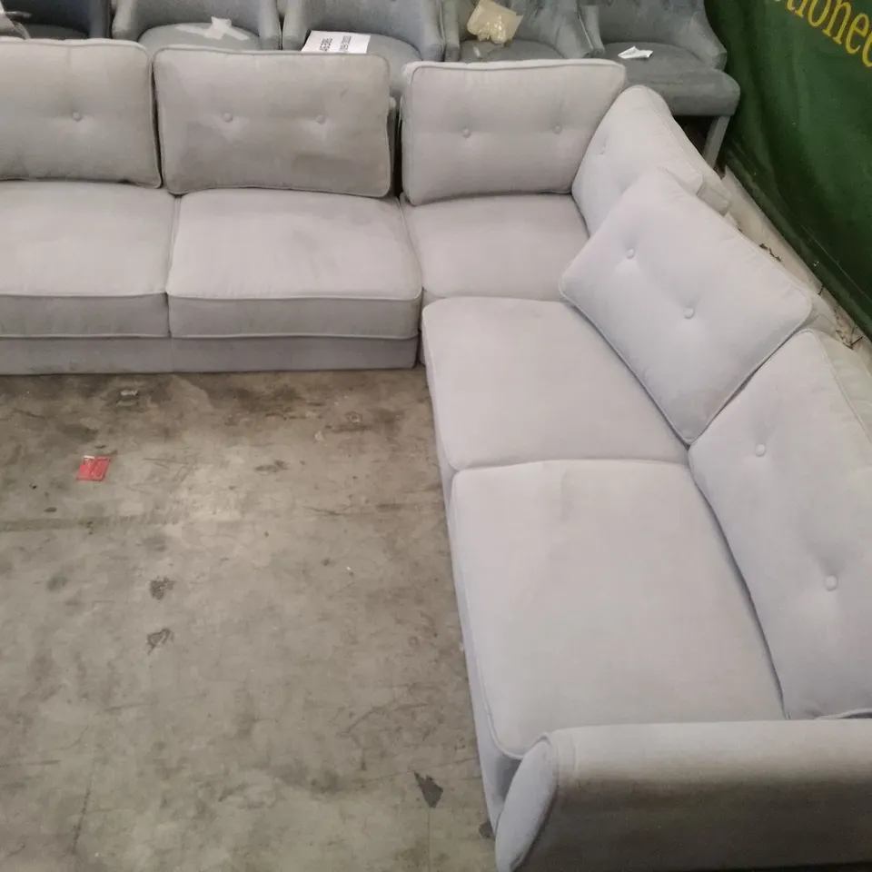 QUALITY DESIGNER HARLOW CORNER SOFA - DOVE GREY PLUSH FABRIC