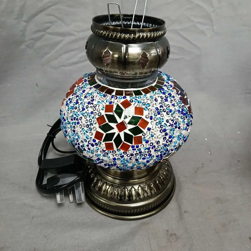BOXED LIVMORE TURKISH MOROCCAN GLASS MOSAIC TABLE LAMP