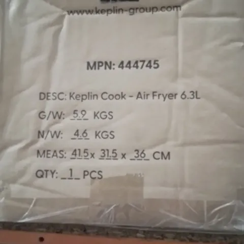 BOXED KEPLIN 6.3L AIR FRYER