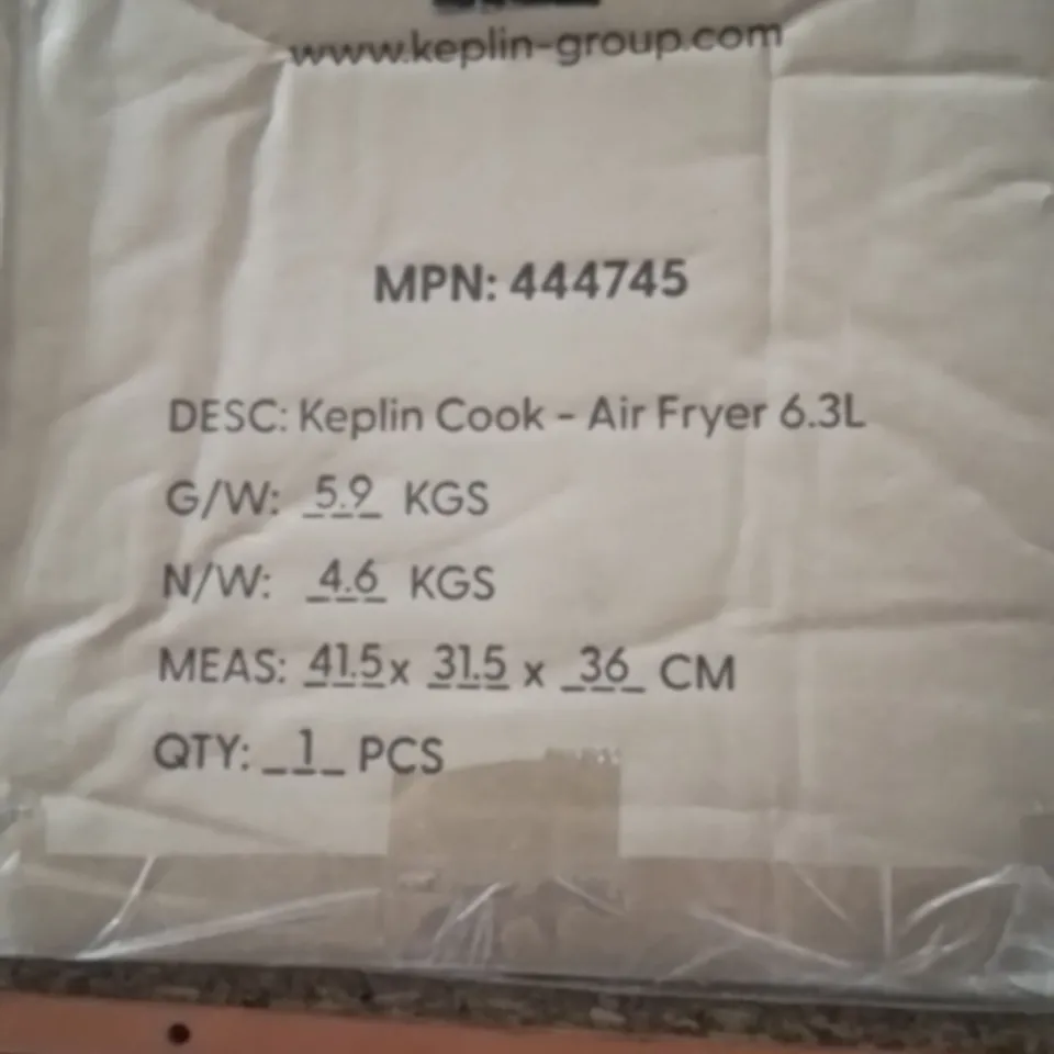 BOXED KEPLIN 6.3L AIR FRYER 