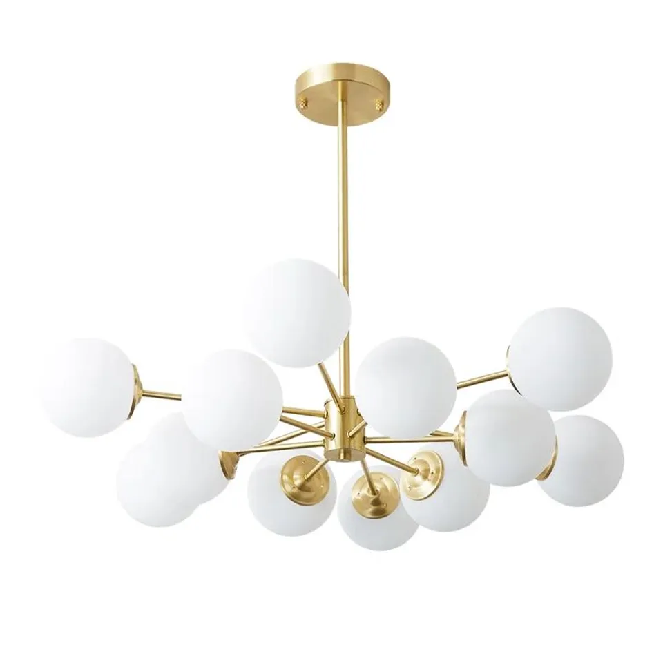 BOXED BUCHHOLTZ 90CM MODERN OPAL GLASS BUBBLE SPUTNIK CHANDELIER 