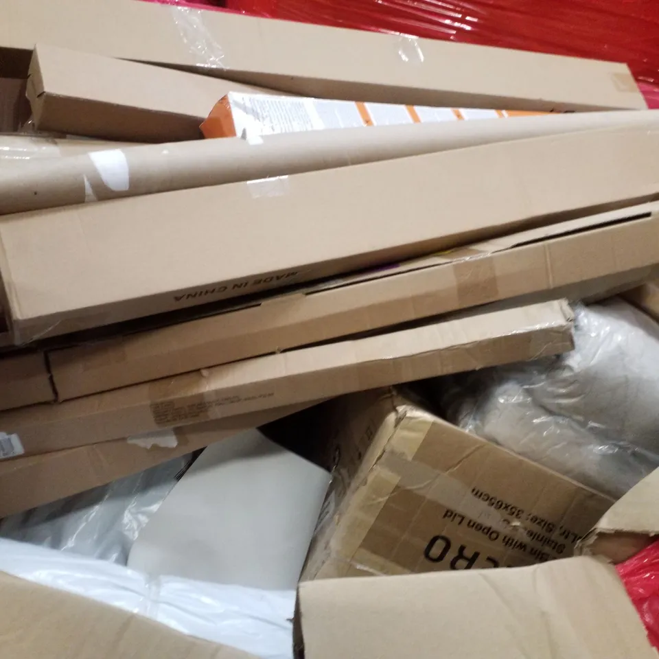 PALLET CONTAINING ASSORTED PRODUCTS INCLUDING RETRACTABLE  SAFETY GATE, PLANT STICKS, FLOATING SHELVES & 4FT LED BLACK LIGHT