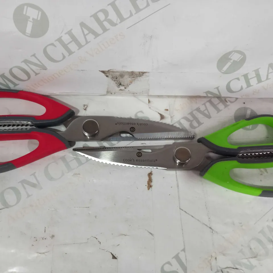 COOK'S ESSENTIALS SET OF 2 MULTI FUNCTION KITCHEN SCISSORS