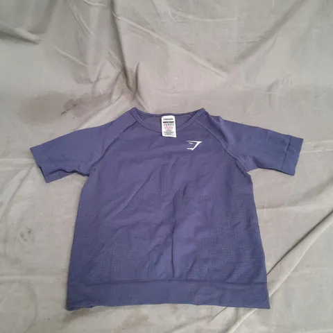 GYMSHARK CROPPED GYM TOP IN NAVY SIZE S