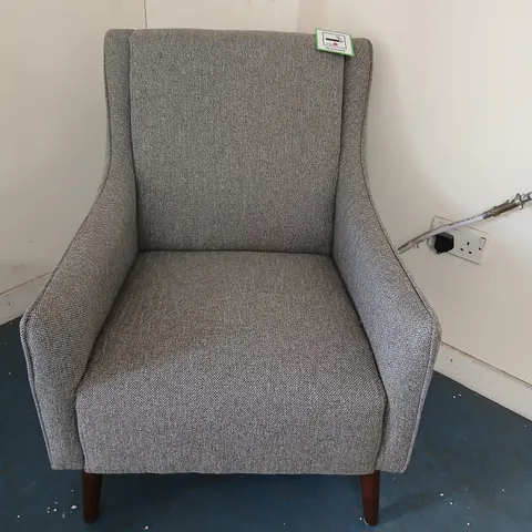 WARWICK GREY FABRIC ARMCHAIR WITH WOODEN LEGS