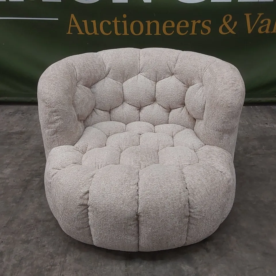QUALITY DESIGNER HUIT OCTO SWIVEL CHAIR IN GLAM SAND FABRIC