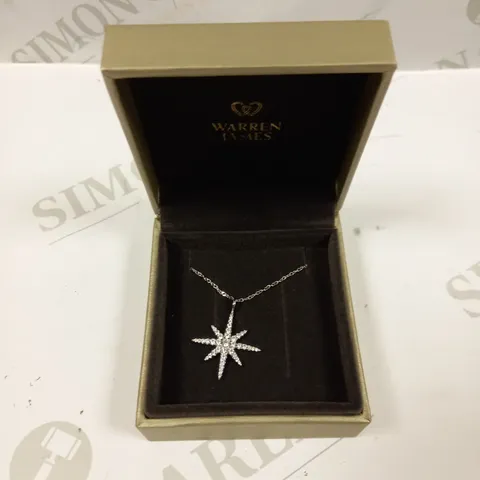 WARREN JAMES SILVER STAR NECKLACE WITH STONE CLUSTER