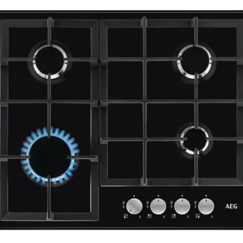 AEG 3000 SERIES 60CM 4 BURNER GAS HOB WITH WOK BURNER - BLACK