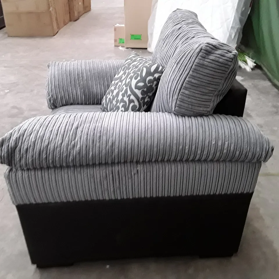 QUALITY DESIGNER ARMCHAIR - GREY CORDUROY FABRIC