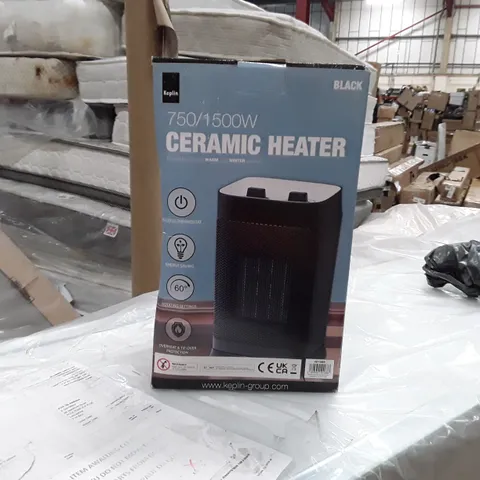 BOXED KEPLIN 750/1500W CERAMIC HEATER - BLACK 