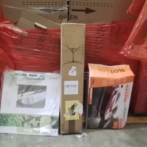 PALLET OF ASSORTED HOUSEHOLD GOODS AND PRODUCTS TO INCLUDE;CLOTHES AIRER,RC CAR GAME,GREENHOUSE FLOWER PROTECTION 