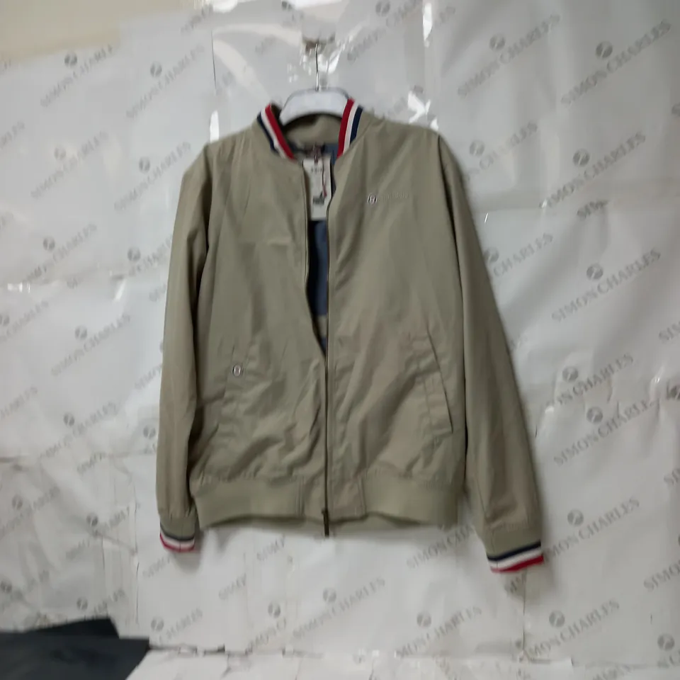 MENS LAMBRETTA TRIPLE TIPPED MONKEY JACKET SIZE LARGE COLOUR STONE, RED, WHITE, NAVY