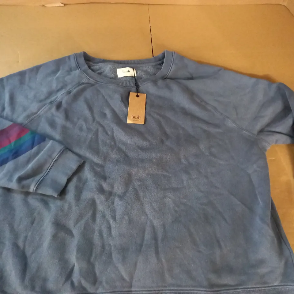 HUSH NAHLA RAINBOW STRIPE SWEATSHIRT IN NAVY - L
