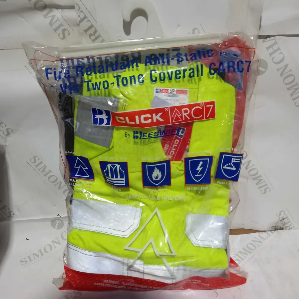 BRAND NEW CLICK ARC-7 FIRE RETARDANT ANTI-STATIC HI-VIS TWO-TONE MENS COVER-ALL - SIZE 38R