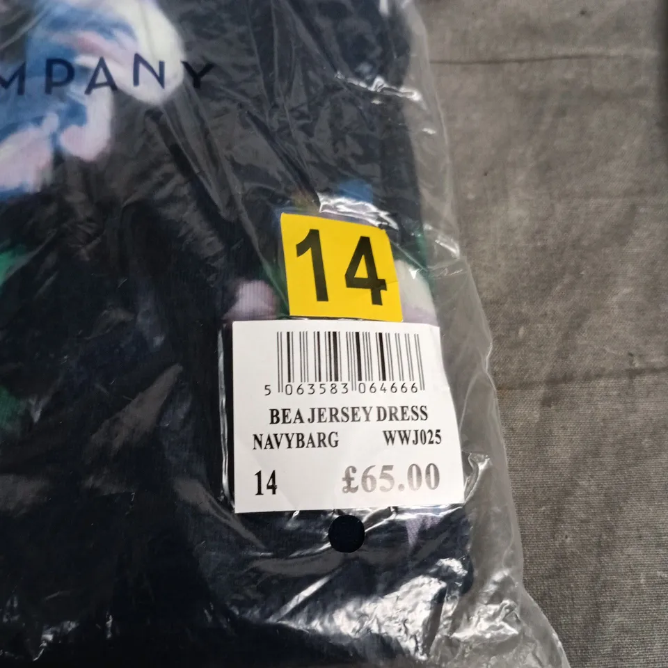 BAGGED CREW CLOTHING BEA JERSEY DRESS – NAVY FLORAL, UK SIZE 14