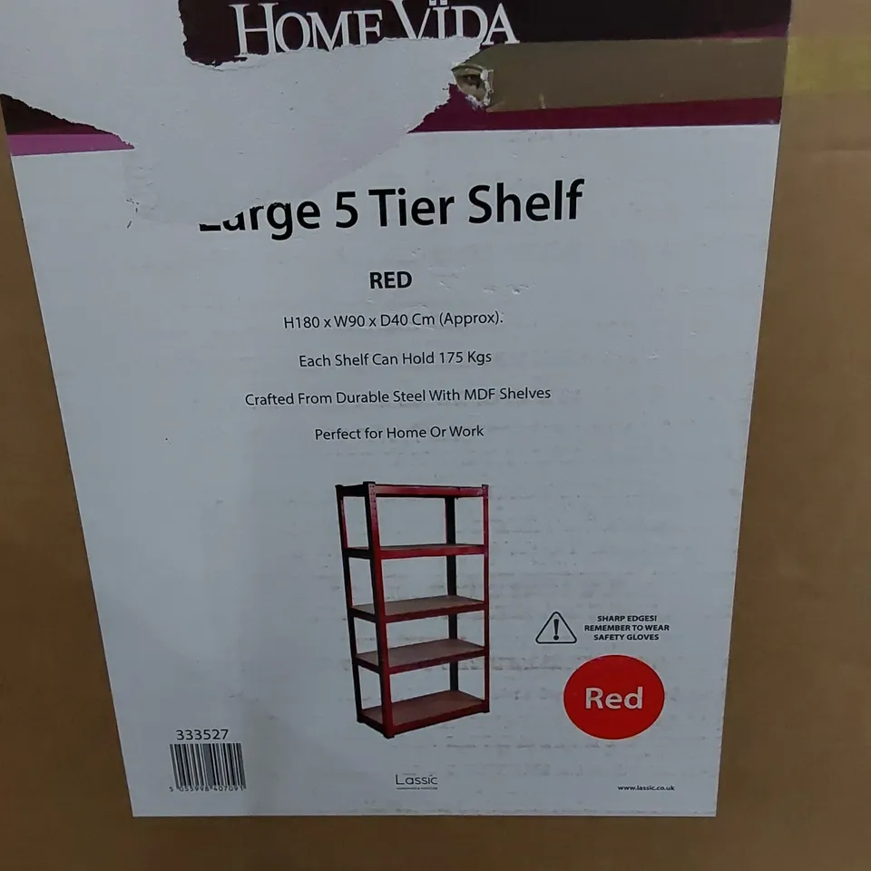 BOXED VIDA LARGE 5 TIER STORAGE SHELF (1 BOX)