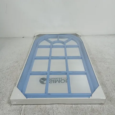 DECORATIVE ARCHED WINDOW MIRRORβ BLUE